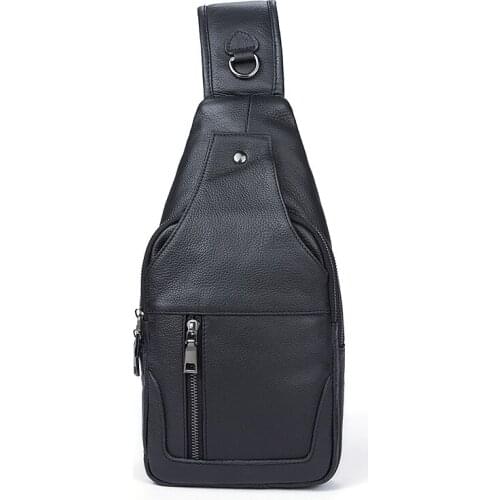 Man Chest Bag Genuine Leather Men Chest Shoulder Bag Vintage Real Cowhide Male Cross Body Rucksack Sling Daypack Backpack