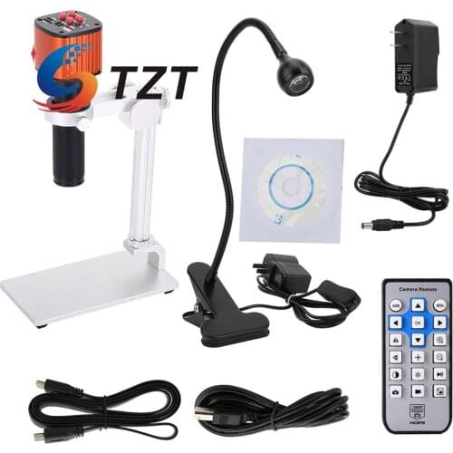 TZT FHD 24MP Industrial Microscope Video Camera Kit HDMI USB Output Magnifier For Chip Phone Repair