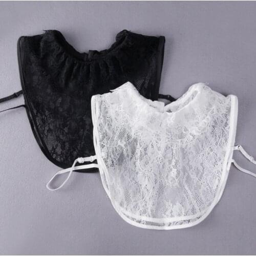 Summer Lace Fake Collar for Women Half Shirt Ladies Shirt False Collar Detachable Collar Hollow Lapel Faux Col Tie Accessories