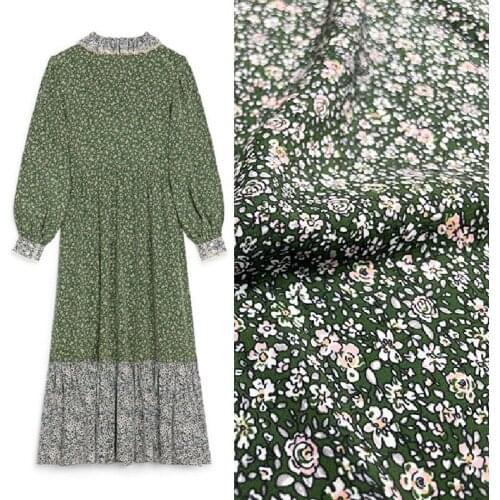 Small Floral Crepe de Chine Polyester Dress Material Fashion For Sewing Skirt Needlework DIY Designer Printed Fabric Cloth