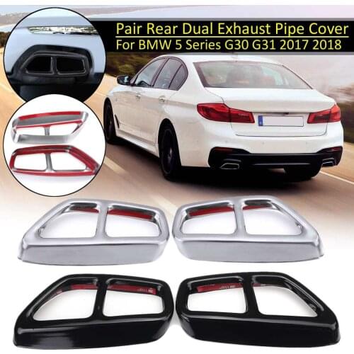 NEW Car Rear Dual Exhaust Muffler Pipe Cover Trims Stainless Steel Exterior Parts For BMW 5 Series G30 G31 2017 2018
