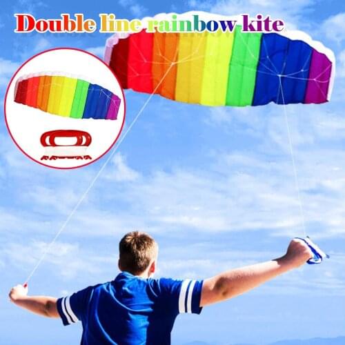 Rainbow Childrens Kites Outside Toys For Children Dual Line Stunt Adults Child Kite With Handle Line Parent-child Outdoor Toys