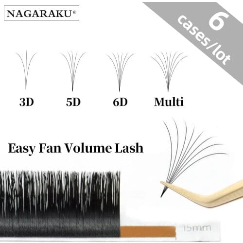 NAGARAKU All Size 6 Cases C D Curl Easy Fanning Eyelashes for Extensions Fan Easy Eyelash Bloom Flare Eye Lash Russian