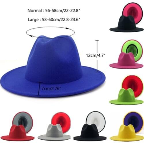 Unisex Wide Brim Black Red Wool Fedora Panama Hat Jazz Fedora with Belt for Men Women Wholesale