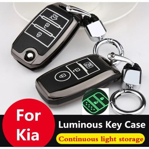 Zinc alloy Leather PU luminous key case cover keychain For KIA Rio Sportage QL ceed Optima Sorento cerato K2 K3 K4 K5 Picanto