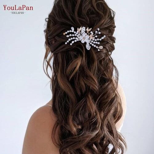 TOPQUEEN HP69 Handmade Wedding Headpiece Clear Crystal Wedding Hair Accessories Water Drop Pearl Hair Comb Bride Hair Pins