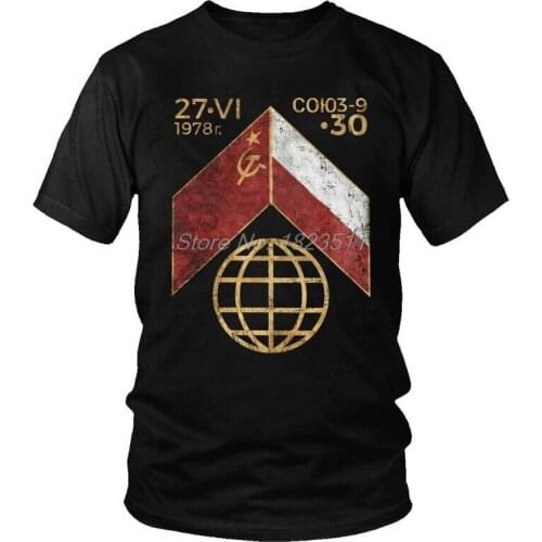 Tvoe CCCP Space COM3-9 T Shirt Mens Cotton Print T-shirt Funny Tshirt Short Sleeve URRS Poland Communism Tee Top