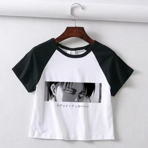 Anime Attack On Titan Y2k Crop Top T-shirt Levi Cool Titans Attack Shingeki No Kyojin Women Short Sleeve 2021 Summer Streetwear