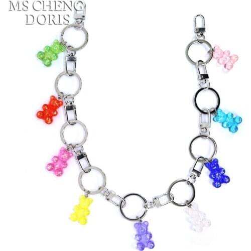Punk Hip-hop Trendy Candy Color Resin Gummy Bear Waist Chain Pants Chain Street Trousers Keychain Jewelry Jeans Accessories