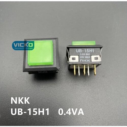 [VK] Japan NKK UB-15H1 with LED square button key reset switch 5 feet 0.4VA 28V 0.4VA 28V color green 17.8mm