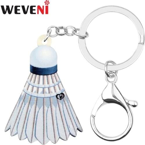 WEVENI Acrylic Fashion Funny Badminton Ball Key Chains Key Ring Hipster Novelty Jewelry For Women Girls Charms Gifts Accessories