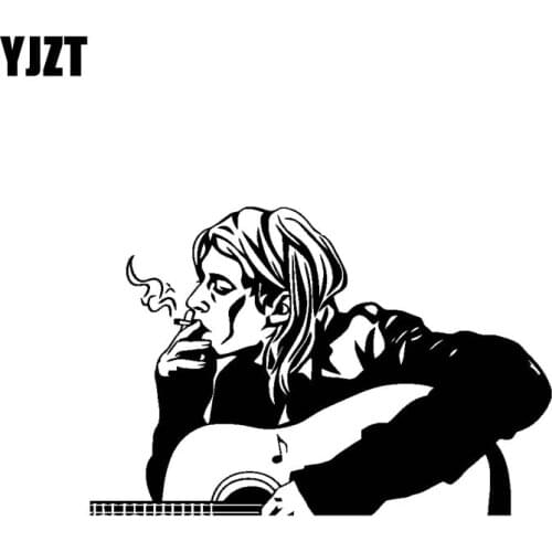 YJZT 17.8CM*11.9CM Kurt Cobain Rock Singer Vinyl Car Sticker Decals Modelling Black/Silver C13-000634