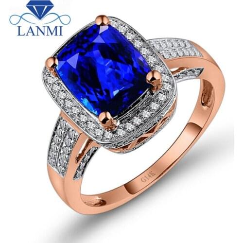 Fine Jewelry Cushion 7x9mm Natural Tanzanite In Solid 14Kt Rose Gold Engagement Ring R122