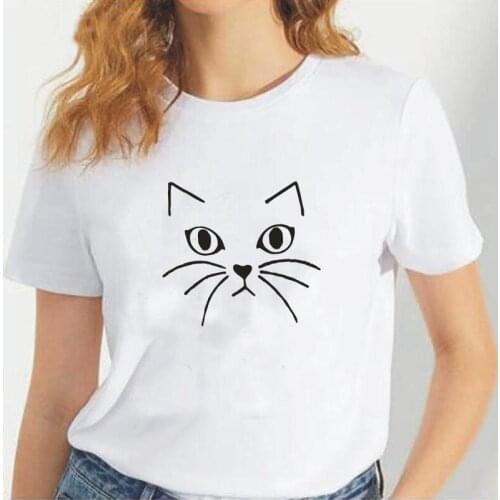 Funny COOL CAT Printed Women T Shirt Casual Summer T Shirt Women Tops Harajuku Short Sleeve Tee Shirt Femme Camisas De Mujer
