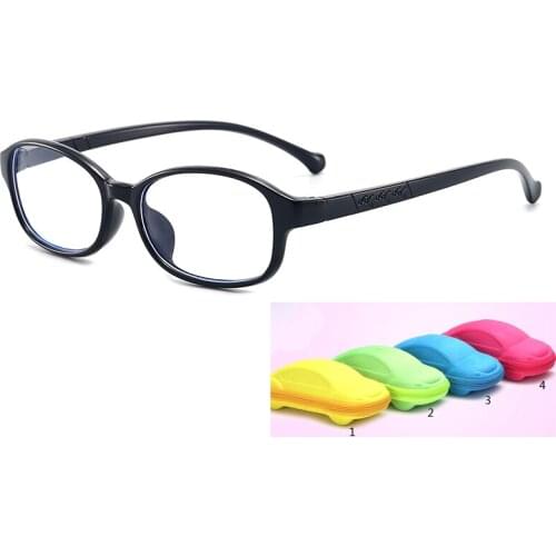With Case Boy Girl Game Reading Computer Protective Goggle Fashion Children Glasses Plain Kids Round Anti Blue Light Eyewear