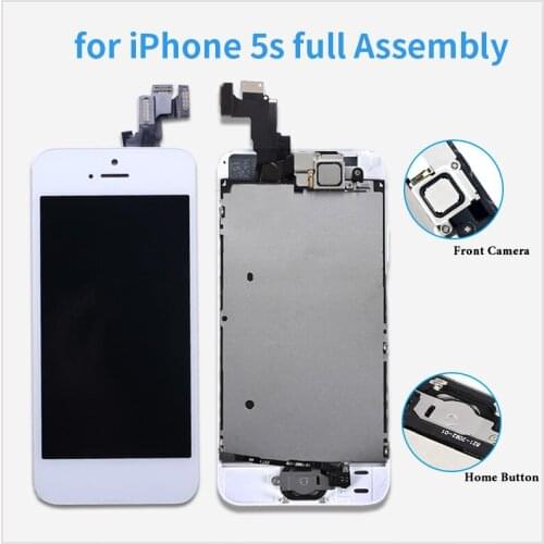 AAA LCD Display For Iphone 5s Touch Screen For iphone 5s A1453 A1457 A1530 A1533 A1528 Digitizer Assembly + home button camera