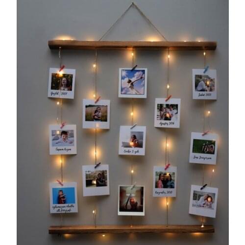 12 Photos Latched Rope 3 mt Led Light Photo Hanger Home - Wall Decoration Birthday - Anniversary Gift