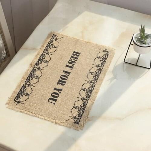 2pcs Jute Placemats Rectangle Woven Dinner Mats Non-Slip and Washable Table Mat Natural Rustic Decoration Placemats and Coasters