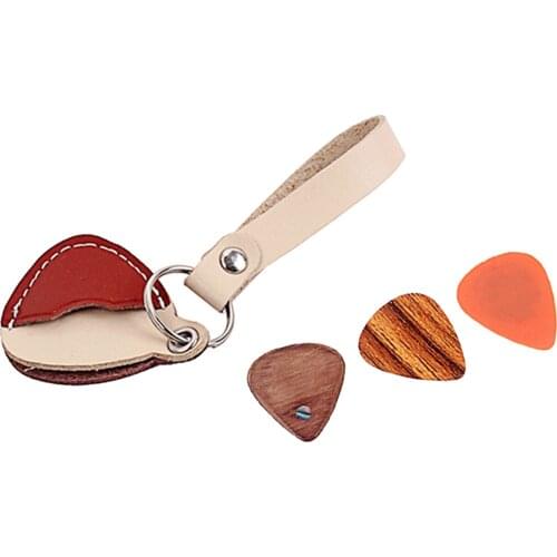 3 Guitar Picks + Guitar Picks Holder Plectrums Bag Made of Leather Handmade Great Gift