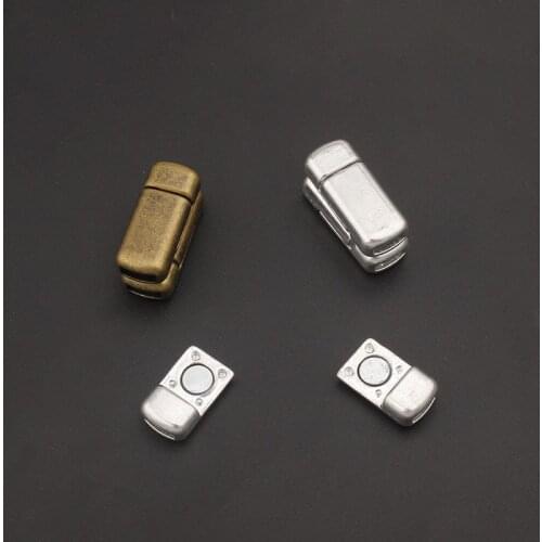 5Sets Brown/Silver Color Rectangle Magnetic Clasps For 6*2mm Flat Leather Connector Bracelet Necklace Jewelry Findings Making