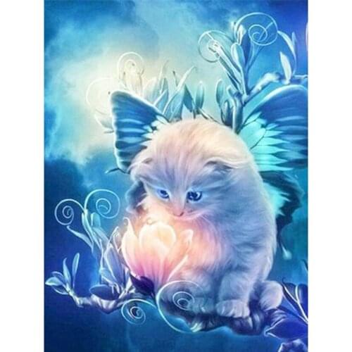 5D DIY Diamond Painting Cartoon Painting Elf Cat Scene Picture Square/Round Diamond Cross Stitch Embroidery Decoration WG3138