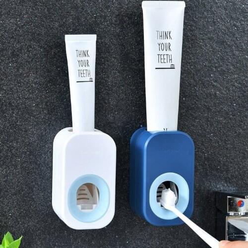 Automatic Toothpaste Squeezer Waterproof Wall Mounted Toothpaste Dispenser Punch-free Toothbrush Holder Bathroom Accessories
