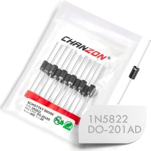 20 Pcs) 1N5822 Schottky Barrier Rectifier Diodes 3A 40V DO-201AD (DO-27) Axial 1N IN 5822 IN5822 3 Amp 40 Volt