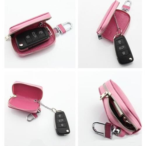 Unisex Car Key Case Key Holder Leather Key Bag Small Key Wallet Keychain Wallet Housekeepers Organizer Keychain Zipper Pouch