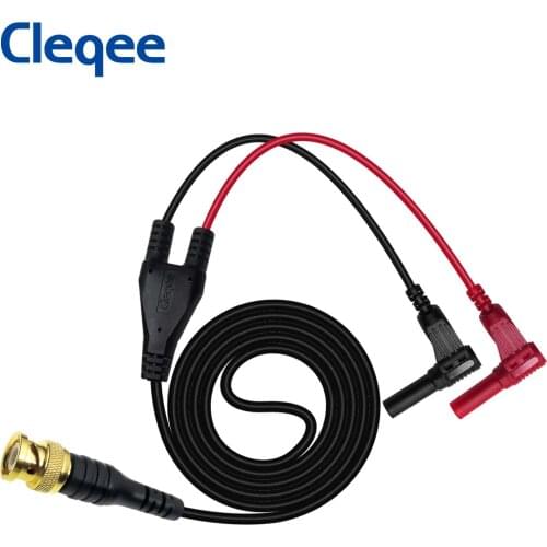 Cleqee P1066 Gold-plated BNC Male to 4mm Right Angle Banana Plugs Test Leads Coaxial Cable for Oscilloscope 120CM