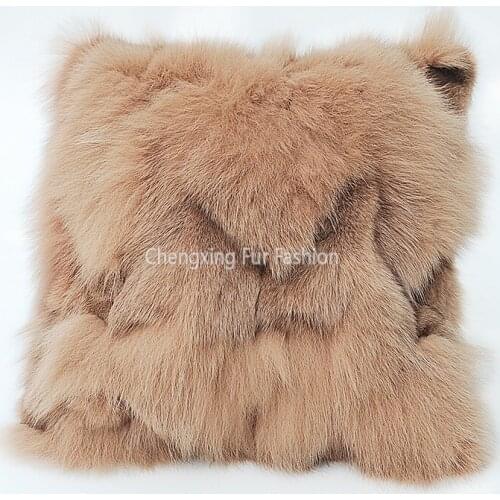 CX-D-179F Luxury Quality Winter Warm Indoor Decoration Cushion Cases Real Fox Fur Pillow Case Covers