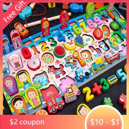 Busy Board Montessori Educational Wooden Toys for Kids Busy Board Math Fishing Montessori Toy Educational Wooden Toys for Kids