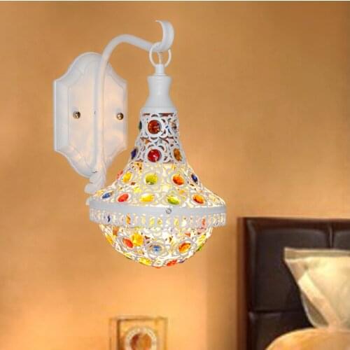 Mediterranean style romantic beads wall Lamps Modern individuality iron E27 LED lights for foyer&porch&stairs&TV wall ZLBD047
