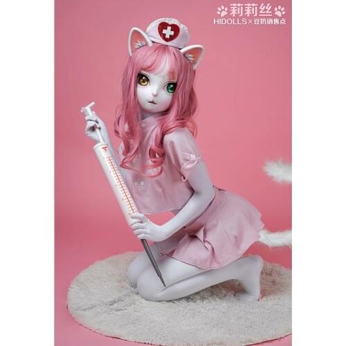 HD04) Lilith Female Cute Kitty Cat Mask Girl Resin Full Head Cosplay Japanese Role BJD Kigurumi Mask Crossdresser Doll Mask