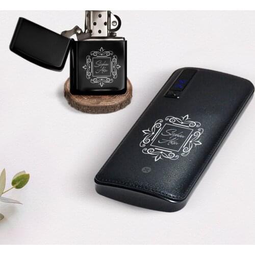 Personalized Is Gasoline Lighter and 12.000 Mah Powerbank Gift Seti-1