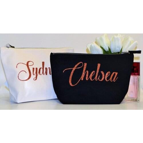 Personalised Copper wedding bride Bridesmaid Makeup Gift Make Up comestic vanity Bags kits maid of honour pouches birthday gifts