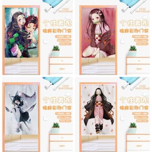 Kimetsu no Yaiba Fashion Anime Customized Door Curtain Decoration Home Cartoon Half Curtains Bedroom Kitchen NEW