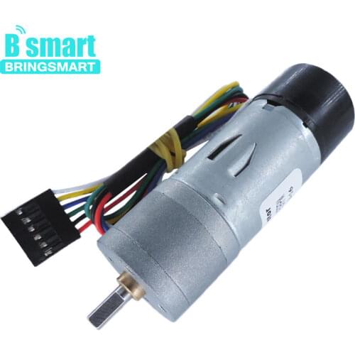 Bringsmart JGA25-370B DC Gear Motor Encoder 12 Volt Motor Low Speed Brush Motor Mini Gear Electric Motor Fully Enclosed Encoder