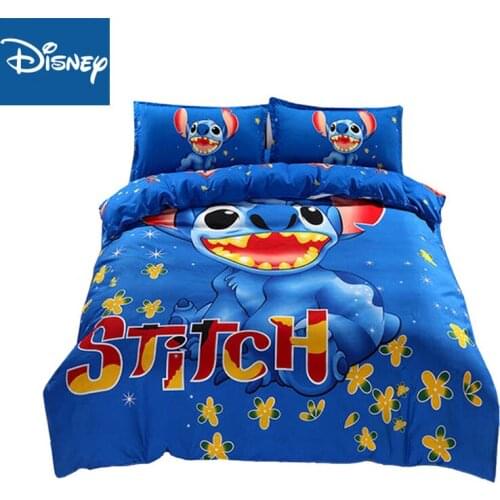 Disney stitch comforter bedding set double size quilt covers for kids queen bed spread bedclothes 3pcs Christmas gifts promotion