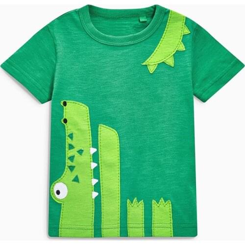Little Maven New Summer Kids Clothing Short O-neck Green Crocodile Knitted Applique Cotton Quality Boys Casual Tshirt