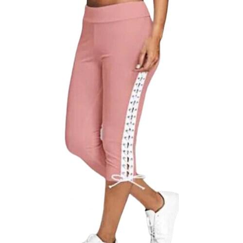 Fashion Pants Women Pants High Waist Cropped Trousers Drawstring Bandage Skinny Leggings Capri Pants 2021