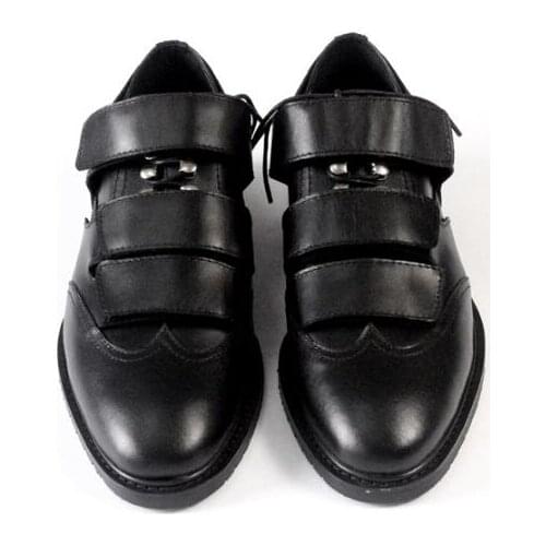 New arrival casual shoes for men black hook& loop fashion handmade genuine leather men shoes
