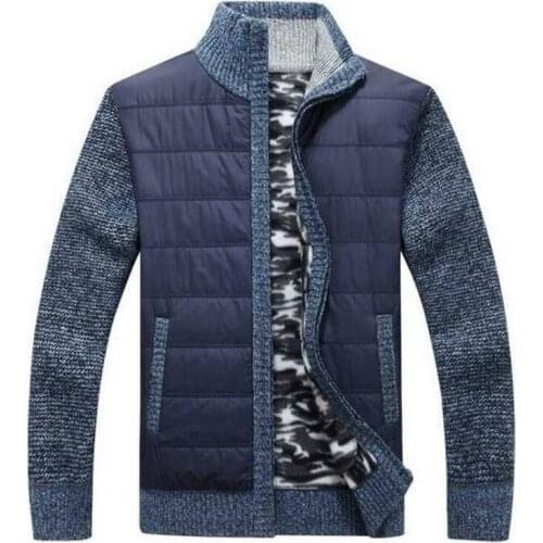 Men Sweater mens plus velvet padded cardigan Sweater collar warm sweater Jacket large size sweater coat