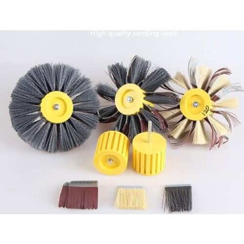 New 1pcs 6"/150mm*6mm Shank Mounted Sisal & Emery cloth Bristle Polishing Brush Wheel for Wood Primer Sanding