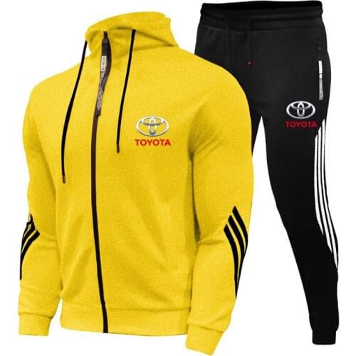 2021 Spring Autumn New TOYOTA Car Logo Hooded Mens Sports Suit Brand Design High End Stitching Zipper Baseball Uniform M 3XL