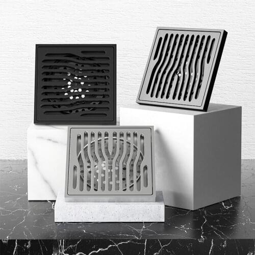 New 4 Inch Floor Drain Square Brass Shower Drain Strainer Floor Cover Balcony Bathroom Bath Accessories