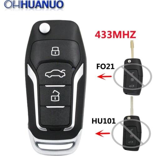 3 Button New Upgraded Folding Remote Key Fob for Ford Mondeo Focus 433MHz FO21 Blade OR HU101 Blade Uncut