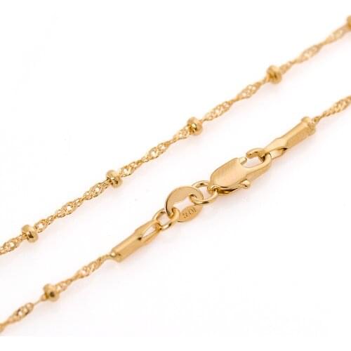 High-quality wild water ripple necklace fashion twisted beads chain 18inch 1 Gold Color filled Women men thin Chain Necklace