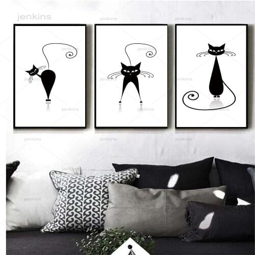 Posters Nordic Abstract Cat Quotes Canvas Painting Wall Art Posters and Prints Animals Pictures for Living Room Home Decor