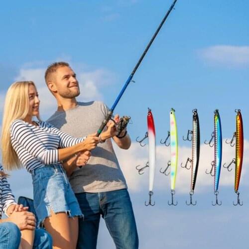 5Pcs/Set 12g 11cm Fishing Lure 3 Hooks Pencil Lures Sharp Easily Throw ABS Minnow Stick Sinking Artificial Hard Baits