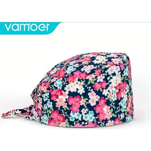 Scrub hat nurse long hair Scrub Nurse Hat Surgicals Cap Floral Cap Fashion Multicolor Nurse Scrub Cap Adjustable Bandage Turban